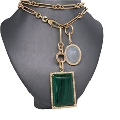 𝓦𝓮𝓵𝓬𝓸𝓶𝓮 𝓽𝓸 𝓛𝓲𝓸𝓷𝓱𝓮𝓪𝓻𝓽 𝓳𝓮𝔀𝓮𝓵𝓻𝔂 𝓢𝓱𝓸𝓹 ♥ Unique and Beautiful Gemstone Pendants with Diamonds, crafted in 14K Gold. These charms come in 2 variations, as listed below. The Chain in the pictures is not included, and for display purposes only.  *Please check measurements below, items may appear larger on the screen. MALACHITE PENDANT: 31mm H x 21.8mm W, Diamonds: 0.74 Carats, Malachite: 39.47 Carats MOONSTONE PENDANT: 20mm H x 16mm W, Diamonds: 0.34 Carats, Moonstone: 12.84 Malachite Pendant, Gemstone Pendants, Baroque Pearl Necklace, Diamond Charm, Moonstone Pendant, Gemstone Pendant, Charm Pendant, The Chain, Jewelry Inspiration