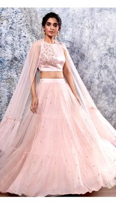 Baby Pink Net Lehenga Choli Fitted Net Sets For Wedding, Pink Net Lehenga For Wedding, Elegant Pink Net Lehenga, Wedding Fitted Net Sharara, Pink Net Dresses For Designer Wear, Fitted Net Choli For Wedding, Embellished Organza Sets For Ceremony, Pink Dori Work Gown For Wedding, Semi-stitched Pink Net Dress