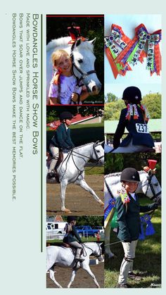 the collage shows photos of children riding horses and kites in the sky, with text describing them