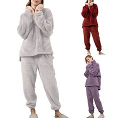 Premium Quality Women Fleece Pajama Sets 2 Piece Pjs Cozy Fuzzy Oversized Pullover Pants Sets, Women's Clothing Comfortable Winter Sleepwear With Long Pants, Comfy Relaxed Fit Winter Sleepwear, Cozy Winter Sleepwear With Relaxed Fit, Winter Sleepwear With Pockets For Loungewear, Cozy Sleepwear With Pockets For Fall, Winter Sleepwear With Pockets, Casual Winter Sleepwear Loungewear, Casual Winter Sleepwear For Loungewear, Casual Winter Loungewear Sleepwear