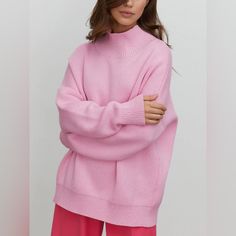 Composition: 70% Cotton, 30% Acrylic Design: Plain Style: Casual Thickness: Regular Material: Knit Chic Oversized Pink Sweater, Oversized Knitted Chic Sweater, Chic Oversized Knitted Sweater, Chic Oversized Chunky Knit Sweater, Oversized Chunky Knit Chic Sweater, Oversized Pink Sweater For Fall, Oversized Chic Knit Sweater, Chic Oversized Knit Sweater, Pink Oversized Sweater