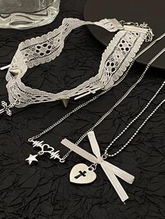 Chain Length: Approximately 30cm  Extension Chain: Approximately 8cm  This price is for a choker only, others are not included. Silver Cross Choker For Party, White Cross Necklace For Party, Cross Choker For Party, Gift Cross Choker, Cross Choker, Chain Lengths, Chain Length, White Lace, Choker