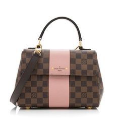 This Louis Vuitton Bond Street satchel is made from a combination of Damier Ebene coated canvas and taurillon leather in the Magnolia color with gold tone hardware. Details include a flat top handle, magnetic snap closure, and fully lined interior with three pockets. Carry this style on the forearm or over the shoulder with detachable strap. Signature Coated Canvas Top Handle Satchel, Double Handle Satchel In Signature Coated Canvas, Signature Coated Canvas Double Handle Satchel, Signature Coated Canvas Top Handle Shoulder Bag, Office Satchel With Detachable Strap And Monogram Canvas, Top Handle Monogram Canvas Satchel With Branded Hardware, Brown Signature Coated Canvas Top Handle Satchel, Luxury Coated Canvas Satchel With Handles, Double Handle Satchel With Gold-tone Hardware