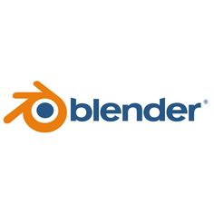 the blender logo is shown in orange, blue and grey colors on a white background