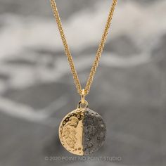 Moon Phase with No Stones Yellow Gold Commemorate a special date with our Point No Point Studio moon pendant! This stunning necklace/pendant is the perfect keepsake to honor a cherished date; birthdays, anniversaries, new babies, and any other occasion that you would like to keep close to your heart. To find your moonphase, you can calculate the date here. You can customize this pendant by blackening the area of the moon that would not be visible during that phase or you can keep it all gold. Pe Celestial Jewelry With Coin Pendant For Anniversary, Engraved Moon Necklace For Anniversary, Engraved Moon Shaped Necklace For Anniversary, Engraved Moon Shaped Anniversary Necklace, Moon-shaped Birthstone Necklace For Anniversary, Moon Shaped Birthstone Necklace For Anniversary, Celestial Engraved Necklaces For Anniversary, Handmade Moon Necklace For Anniversary, Handmade Moon Shaped Necklace For Anniversary