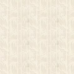 a beige and white wallpaper pattern with bamboo leaves on the bottom right hand corner