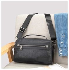 43179532091548 Black Crossbody Shoulder Bag With Zipper Pocket, Shoulder Bag For Men, Travel Messenger Bag, Casual Crossbody Bag, Women Shoulder Bag, Mens Leather Bag, New Fashion Trends, Bags Travel, Casual Bags