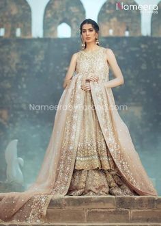 Pakistani Bridal Lehenga with Frock Long Frock, Bridal Outfit, Long Frocks, The Wedding Date, Zari Work, Crystals Stones, Fashion Consultant, Wedding Date, Customer Care