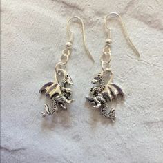 Brand New And Never Worn Silver Tone Dragon Earrings! From A Smoke And Pet Free Home! Free People Earrings, Anthropologie Earrings, Gold Star Earrings, Murano Glass Earrings, Beautiful Stud Earrings, Dragon Earrings, Gold Earrings Dangle, Pearl Stud Earrings, Gold Drop Earrings