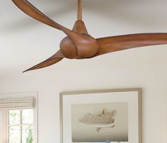 A truly unique design from Minka Aire The Wave draws inspiration from the oceans gracefully and tubular wave formations In addition to its creatively contemporary design, the Minka Aire Wave Ceiling Fan features a 52 in blade span and includes a handheld remote and a 6 in downrod Minka Aire Wave 52-in Distressed Koa Indoor Propeller Ceiling Fan and Remote (3-Blade) | F843-DK Natural Wood Ceiling Fan With Light, Wabi Sabi Ceiling Fan, Cool Ceiling Fan, Beach Ceiling Fan, Large Ceiling Fan Living Rooms, Aesthetic Ceiling Fan, Vaulted Ceiling Fan, Coastal Ceiling Fans With Lights, Mid Century Modern Ceiling Fan