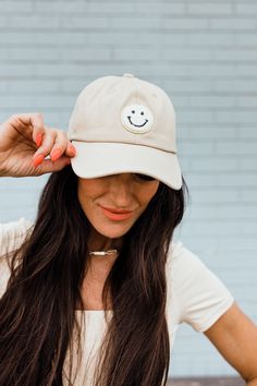 Happy Dayz Hat-Tan Trendy Beige Baseball Cap With Curved Brim, Trendy Beige Baseball Cap With Curved Visor, Trendy Beige Baseball Cap For Everyday, Adjustable Gold Baseball Cap For Summer, Trendy Cream Baseball Cap For Summer, Trendy Cream Summer Baseball Cap, Trendy Gold Baseball Cap With Curved Brim, Adjustable Smiley Face Cap, Trendy Cream Baseball Cap With Curved Brim