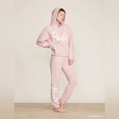 Barbie Cozy Pull Over Loungewear Luxury Pink Lounge Pants, Pink Ankle-length Loungewear Bottoms, Pink Wide-leg Pants For Loungewear, Pink Full-length Loungewear Bottoms, Pink 4-way Stretch Bottoms For Loungewear, Camo Sweater, Pull Over Hoodie, Open Front Sweater, Fuzzy Sweater