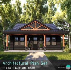 an architectural plan set with 2 beds, 1 bath and 1 / 4 baths is shown