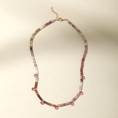 Pink Tourmaline Necklace Tourmaline Gemstone Beaded Necklace For Gift, Pink Tourmaline Necklaces With Round Beads, Handmade Pink Tourmaline Necklaces, Handmade Pink Tourmaline Necklace, Pink Tourmaline Beaded Necklaces, Cherry Blossom Necklace, Cherry Trees, Purple Beads, Rainbow Jewelry