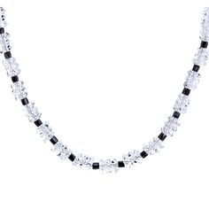 elegant, opulent and exclusive, the Audrey beaded Herkimer & Black diamond necklace, named after the famed actress is a must have for any self respecting fashionista dress up or dress down, choler length or longer, this Million Dollar looking piece is sure to turn heads Herkimer diamonds are quartz crystals with the typical hexagonal quartz form doubly terminated instead of terminated on their one end Black Diamonds... yes absolutely, black diamonds are real! They are similar to white diamonds t Black Diamond Necklace, Diamond Mines, Silver Lake, Black Diamonds, Quartz Crystals, Black Spinel, Herkimer Diamond, White Diamonds, Instagram Shop