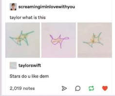 an image of someone's tweeting on their instagram page with the caption, taylorswff stars do us like dem