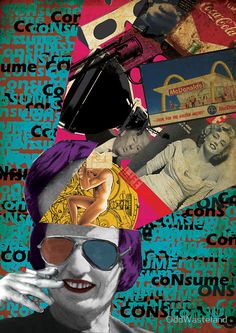 a collage of photos and words with a woman wearing sunglasses