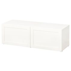 a white storage cabinet with two doors