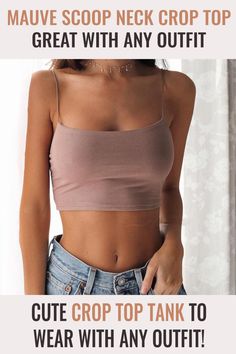 This Mauve Scoop Neck Crop Top has spaghetti straps and stretches very well. Comfortable and elegant, this one is just for you! ✨ Click to get yours or 📌 Save to your board for later! Spring Scoop Neck Crop Top With Built-in Bra, Scoop Neck Crop Top With Built-in Bra For Spring, Trendy Solid Camisole Crop Top, Summer Scoop Neck Crop Top With Bra Support, Summer Scoop Neck Crop Top Bra Friendly, Trendy Cropped Camisole With Straps, Trendy Solid Color Crop Top Camisole, Summer Crop Top With Adjustable Straps And Scoop Neck, Summer Crop Top With Built-in Bra And Scoop Neck