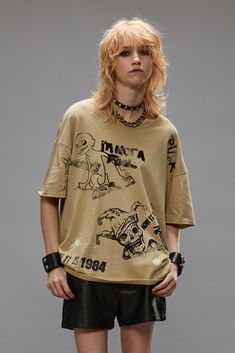 RELAXED STAMP TEE - SPLATTERED KHAKI - R13 Fit Boy, Harness Boots, Japanese Cotton, Paint Splatter, Short Jacket, Fashion Sense, Coat Dress, Screen Printing, Sweater Shirt