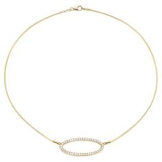 14 Karat Yellow Gold Hand-Crafted 16" Mesh Necklace, Enhanced with 0.75 Carats of a Pave Set Diamond Open Oval Motif. Luxury Hand-strung Oval Necklaces, Mesh Necklace, Gold Hands, Jewelry Necklaces, Yellow Gold, Mesh, Yellow, For Sale, Gold