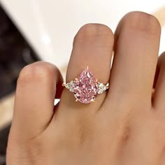 Elegant Rose Gold Pear Cut Pink Sapphire Engagement Ring In Sterling S – maxinejewelry Pink Pear Engagement Ring, Pink Diamond Ring Engagement, Pink Wedding Ring, Pink Diamond Wedding Rings, Pink Stone Engagement Rings, Pink Rings, Pink Sapphire Engagement Ring, Pink Engagement, Pink Diamond Engagement Ring