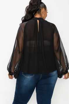 Elegant blouse with sheer back and sheer dolman sleeves. Neck line ornate with oversized bow. True Fit. 100% Polyester Neck Line, Elegant Blouses, Dolman Sleeve, Bomber Jacket, Long Sleeve Blouse, Dress Up, Boutique, Clothes For Women, Women's Top