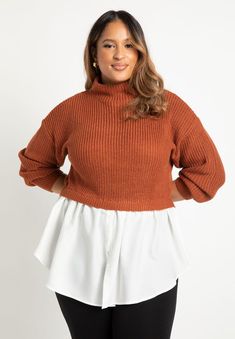 Twofer Skirted Sweater Office Outfits Women Plus Size, Turtle Sweaters, Plus Size Work, Faux Fur Sweater, Office Outfits Women, Sweater Women's, Long Sleeve Knit Sweaters, Knit Turtleneck Sweater, Professional Outfits