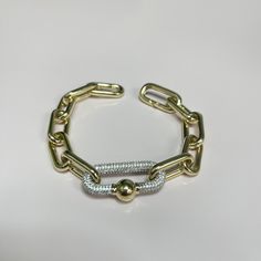 Puffed Paper Clip Bracelet by Kury - Available at SHOPKURY.COM. Free Shipping on orders over $200. Trusted jewelers since 1965, from San Juan, Puerto Rico. Yellow Gold Bracelet, Paper Clip, Personalized Jewelry, Cubic Zirconia, Making Ideas, Silver Bracelet, Gold Bracelet, Product Launch, Perfect Gift