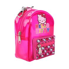 Carry a piece of Hello Kitty wherever you go with this adorable clear backpack keychain. The pink backpack charm features images of Hello Kitty and includes a functional front pocket for tiny treasures. Made from durable polyester, zinc alloy, and PVC materials, this keychain is both stylish and practical. Measuring 91 x 116 mm with a 22 mm keyring, it’s perfect for adding a touch of Hello Kitty to your keys or bag. Wipe it clean with a soft cloth to keep it looking fresh. Pink Kawaii Backpack Gift, Cute Pink Bags With Keychain, Pink School Bag With Keychain, Trendy Pink Hello Kitty Backpack, Trendy Pink Hello Kitty Print Backpack, Deadpool Logo, Shop Hello Kitty, Backpack Keychain, Clear Backpack