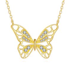 PRICES MAY VARY. ❤Material❤ The chain of the necklace is made of 58.5% pure gold (14k real gold). It is high-quality and tarnish resistant, a hypoallergenic gold necklace for women.Butterfly adorned with AAAAA quality CZs ❤Design❤The real gold Butterfly Jewelry is simple in design and yet so flattering, this dainty jewelry simply oozes style and panache, perfect for the refined lady. ❤Measurement❤ Yellow Gold Butterfly Pendant Size:19.7*15.4mm/0.77*0.6 Inch. Chain length: 16"+1"+1" adjustable ex Gold Butterfly Jewelry, Mother's Day Party, Gold Necklace For Women, Necklace Packaging, Gold Jewelry Stores, Butterfly Gifts, Butterfly Pendant Necklace, Butterfly Jewelry, Gold Butterfly