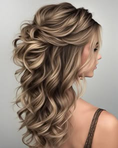 Natural Waves Hairstyles, Bridal Hair Half Up, Formal Hairstyles For Long Hair, Wedding Hair Half, Romantic Wedding Hair, Mother Of The Bride Hair, Bridesmaid Hair Makeup, Long Hair Wedding Styles, Wedding Hair Down