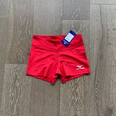 These Spandex Shorts From Mizuno Feature A 3.5” Inseam In Red. Great For Volleyball! New With Tags Size Small Msrp $30 Red Activewear Shorts For Sports, Red Activewear For Sports Events, Red Gym Bottoms With Built-in Shorts, Fitted Red Athletic Shorts For Gym, Red Bottoms With Built-in Shorts For Sports Events, Red Stretch Athletic Shorts With Moisture-wicking, Red Stretch Athletic Shorts For Training, Red Stretch Shorts For Swimming, Red Stretch Sporty Shorts