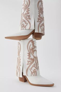 Azalea Wang Esperanza Cowboy Boot | Urban Outfitters Cowboy Boots Space, Writing On Boots For Wedding, Rose Gold Wedding Boots, Cow Western Boots, Mexican Wedding Boots, White Cowboy Boots Free People, Embrodered Cowboy Boots, Boots For Women Wedding, Air And Grace Camino Boots