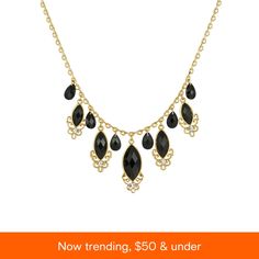 in stock Elegant Black Teardrop Pendant Drop Necklace, Elegant Black Teardrop Drop Necklace, Elegant Black Drop Dangle Necklace, Elegant Black Dangle Drop Necklace, Black Teardrop Metal Necklace, Black Metal Teardrop Necklace, Black Crystal Necklace, Quinceanera Jewelry, 1928 Jewelry