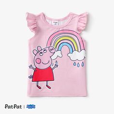 Fashionable and cute, this Peppa Pig T-shirt features rainbow elements and an IP image print. Perfect for everyday outings.
* Product features: T-shirt
* Fabric characteristics: 93% Polyester and 7% Spandex
* Piece of product: 1 top
* Neckline: Round neck
* Sleeves: Short sleeves
* Fit: Regular Top Neckline, Toddler Tops, Flutter Sleeve Top, Shirt Fabric, Peppa Pig, Toddler Girls, Flutter Sleeve, Top Tee, Print Images