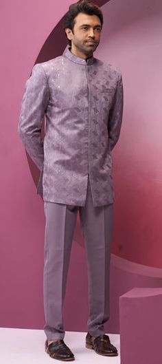 Pink and Majenta color Jodhpuri Suit in Rayon fabric with Embroidered, Printed work Formal Purple Unstitched Suit, Formal Purple Sets With Chikankari Embroidery, Multicolor Sherwani With Chikankari Embroidery For Wedding, Festive Purple Wedding Fabric, Wedding Multicolor Sherwani With Chikankari Embroidery, Multicolor Chikankari Wedding Sherwani, Formal Purple Art Silk Traditional Wear, Purple Chikankari Embroidery Unstitched Suit For Wedding, Festive Purple Sherwani For Wedding