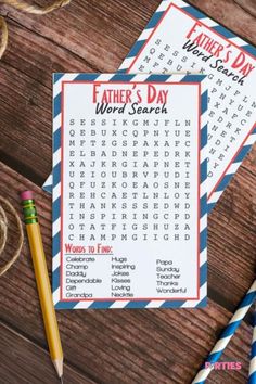 father's day word search printable with two pencils and some twine