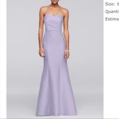 a woman in a strapless purple dress with the caption's name below it