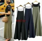 Womens Cotton Linen Loose Wide Leg Suspender Pants Bib Jumpsuits Linen New | eBay