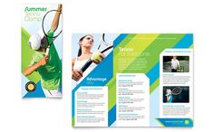 a brochure with a woman holding a tennis racquet on top of it