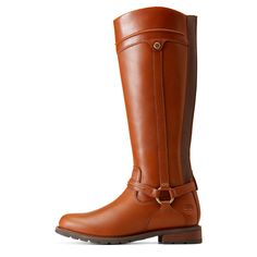 High fashion meets the elegance and functionality of country life with the Scarlet Waterproof boot. Its timeless silhouette pairs beautifully with full-grain leather and classic equestrian design details while its waterproof construction guards against puddles at the weekly farmer’s market. Scarlet Waterproof Boot | Product Features : 0 : ATS® technology provides ergonomic support on uneven terrain, 1 : DRYShield™ waterproof breathable construction, 2 : Removable All Day Cushioning insole, 3 : D Wide Calf Leather Knee-high Boots For Ranch, Leather Boots With Horsebit Detail For Work, Classic Brown Knee-high Riding Boots, Classic Brown Knee-high Boots For Riding, Classic Wide Calf Knee-high Boots For Riding, Classic Waterproof Business Boots, Brown Waterproof Riding Boots With Round Toe, Classic Waterproof Boots For Fall Outdoor, Classic Waterproof Boots For Outdoor Fall Activities