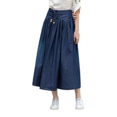 Introducing our 2023 Autumn Collection street-trend elevated-waisted long denim skirt ââ‚?textured to make a statement! Crafted with an iconic damaged pattern. medium wash. fit type and flare silhouette. and rubber closure. this piece is the perfect blend of sophisticated vibe and effortless chic.Why This Skirt Is Your New Must-HaveFashioned to channel the spirit of rebellion. this skirt is sure to be the highlight of any outfit ââ‚?be it a night out or a casual day in. Its edgy torn pattern. sl Flared Denim Skirt For Summer, High Waist Denim Skirt For Fall, Spring Flared Cotton Skirt, Non-stretch High Waist Denim Skirt For Spring, High Waist Medium Wash Skirt For Spring, Trendy Denim Flare Skirt, Trendy Flare Skirt For Spring, Summer Flare Denim Skirt In Medium Wash, Flared Denim Skirt In Medium Wash For Summer