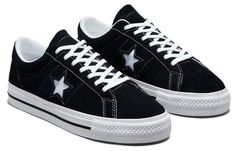 Known for decades as part of the Converse family, the One Star Low 'Black White' sneaker provides a classic style with modern performance features. Originally releasing in 1974, this timeless design is now proudly reincarnated with improved comfort, versatility, and durability. Its low profile and rubber-backed suede upper give maximum flexibility without compromising protection or sturdiness. While looking stylish on city streets, this sneaker also delivers remarkable boardfeel and impact suppo