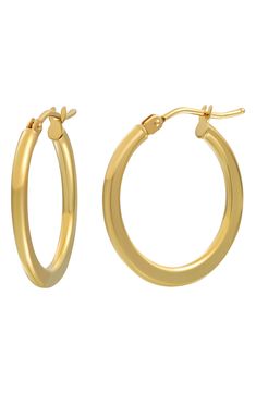 Gleaming 14-karat gold is handcrafted into classically elegant hoop earrings that pair well with any look. 3/4" hoop diameter Snap-post closure 14k gold Made in Italy Classic 14k Stamped Hoop Earrings, Classic 14k Gold Tarnish Resistant Huggie Earrings, Classic Small Hoop Gold Jewelry, Timeless 14k Gold Tarnish Resistant Hoop Earrings, Classic Tarnish Resistant 14k Gold Huggie Earrings, Formal 14k Gold Hallmarked Hoop Earrings, Classic Yellow Gold Tarnish Resistant Huggie Earrings, Classic Yellow Gold Tarnish-resistant Huggie Earrings, Classic 14k Yellow Gold Huggie Earrings