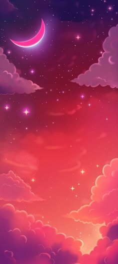 the sky is filled with stars and clouds, as if it were painted in pink