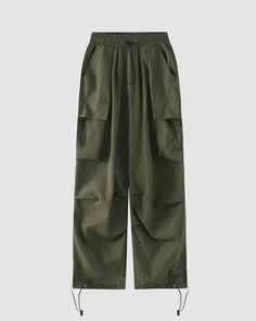 Details: Long cargo pants with drawstring designBottom Length: LongMaterials:95% Polyester + 5% Spandex Wide Leg Cargo Parachute Pants, Baggy Casual Cargo Pants With Pockets, Baggy Cargo Pants With Cargo Pockets, Green Wide-leg Utility Cargo Pants, Green Utility Style Wide Leg Pants With Pockets, Green Utility Wide Leg Pants With Pockets, Utility Green Wide Leg Pants With Pockets, Baggy Solid Cargo Pants Techwear, Solid Color Cargo Pants With Relaxed Fit