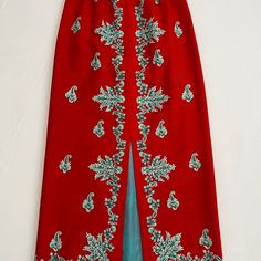 Breathtaking Embroidered Wool Skirt! Custom Made, Vintage Skirt. Lightweight Wool, With The Most Lovely Detailed Embroidery. Lined With Turquoise Poly That Perfectly Matches The Embroidery. No Stains, Tears, Or Damage To This. Perfect/New Condition. Wear This With Gorgeous Heels, Or Cowboy Boots. Perfect For Christmas And Holiday Parties! There Is Not A Size Tag On This- It Was Custom Made For My Grandma Billie Years Ago. Possibly An 8? I Don't Feel It Can Be Altered, Due To The 'Perfect' Placem Traditional Resham Embroidered Skirt, Elegant Long Skirt With Resham Embroidery, Elegant Resham Embroidery Festive Skirt, Elegant Festive Skirt With Resham Embroidery, Elegant Skirt With Resham Embroidery For Festive Occasions, Elegant Resham Embroidery Skirt For Festive Occasions, Traditional Embellished Festive Skirt, Elegant Long Embroidered Skirt, Traditional Long Skirt With Resham Embroidery