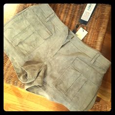 Nwt!!! Khaki Colored Seude Shorts. Never Been Worn. Great Quality. Khaki Bottoms With Built-in Shorts For Day Out, Vintage Khaki Short Bottoms, Khaki Cotton Cargo Shorts, High-waisted Khaki Cargo Shorts With Pockets, Khaki Military Cotton Shorts, Khaki Shorts, Khaki Color, Womens Shorts, Fashion Inspo