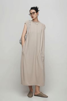 Fibflx Women's  Oversized Padded Shoulder Acetate Sleeveless Shirt Dress Sleeveless Beige Maxi Dress With Side Slits, Chic Sleeveless Dress For Daywear, Stretch Sleeveless Viscose Dress, Sleeveless Stretch Viscose Dress, Sleeveless Viscose Stretch Dress, Sleeveless Viscose Maxi Dress For Work, Sleeveless Viscose Maxi Dress For Daywear, Chic Sleeveless Viscose Maxi Dress, Sleeveless Stretch Viscose Midi Dress